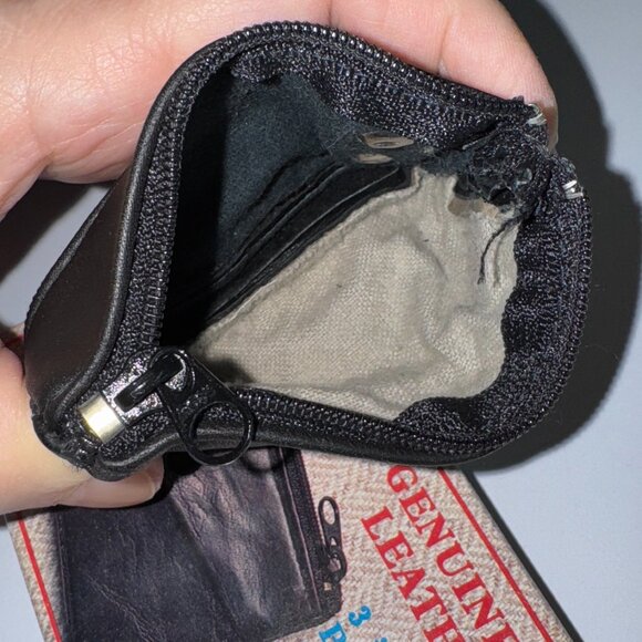 New Vintage Genuine Black Leather 3 in 1 Coins, Bills and Keys Holder with Box - Picture 7 of 8